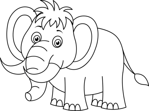 Cute Mammoth Coloring Page